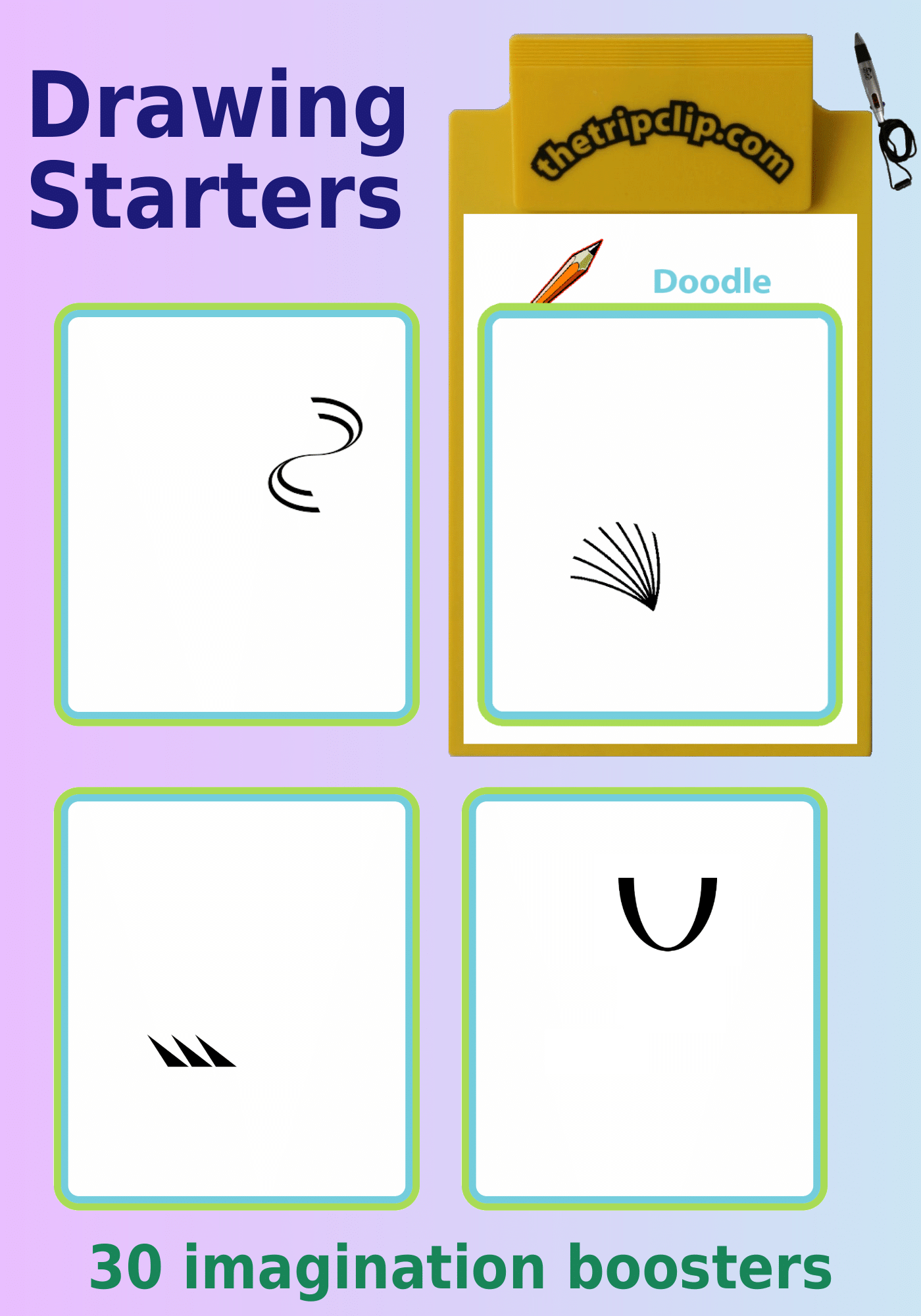 Examples of 4 drawing starters for kids