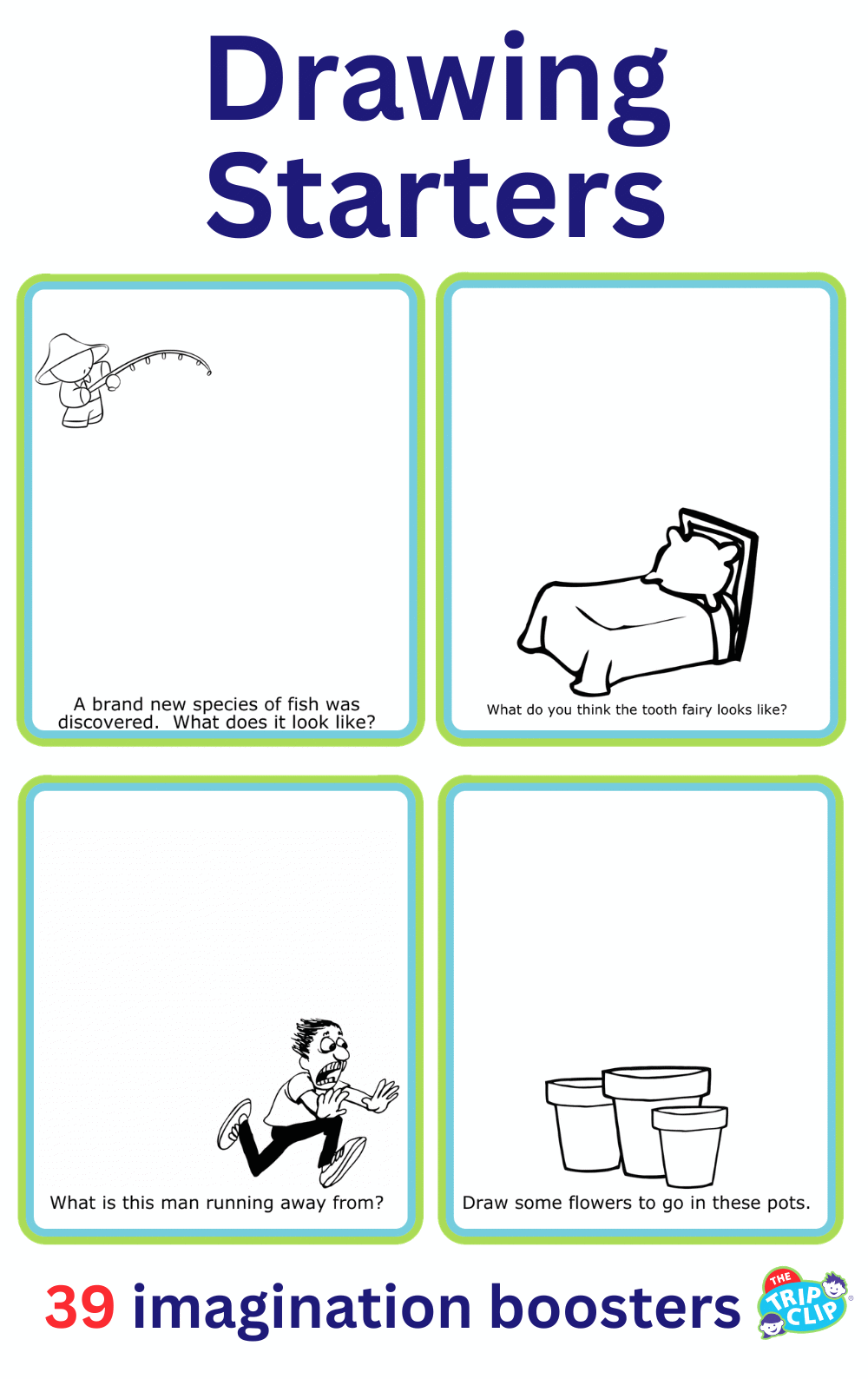 Examples of 4 drawing starters for kids