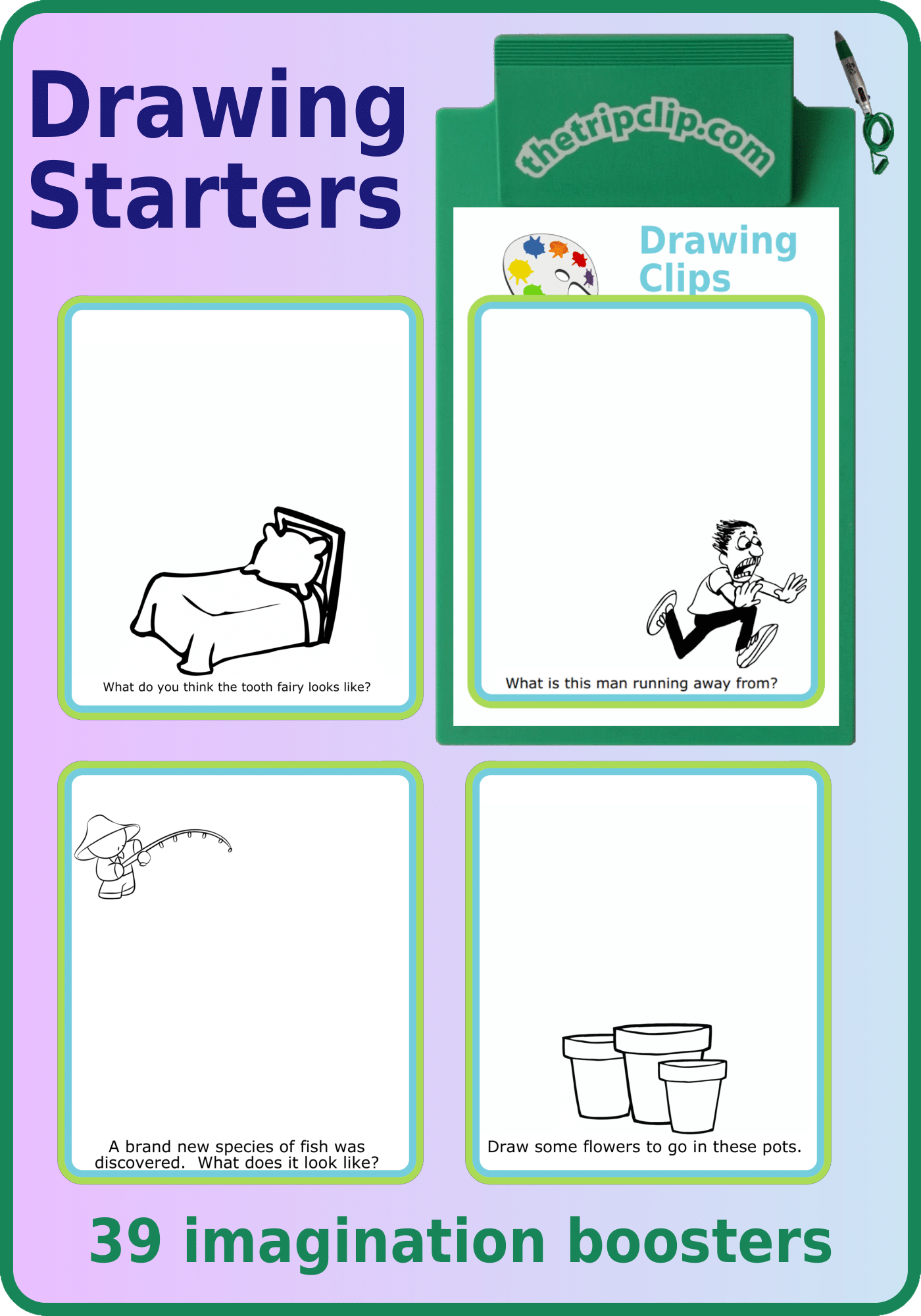 Examples of 4 drawing starters for kids