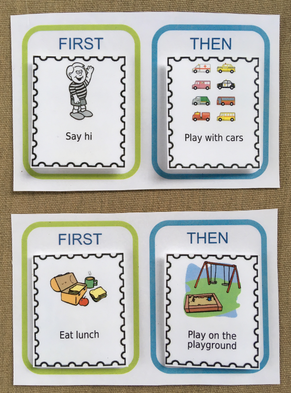 Picture checklist showing classroom items to clean up at the end of school