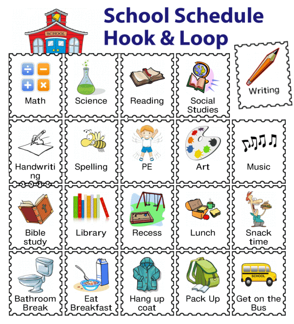 20 school routine picture clips for kids