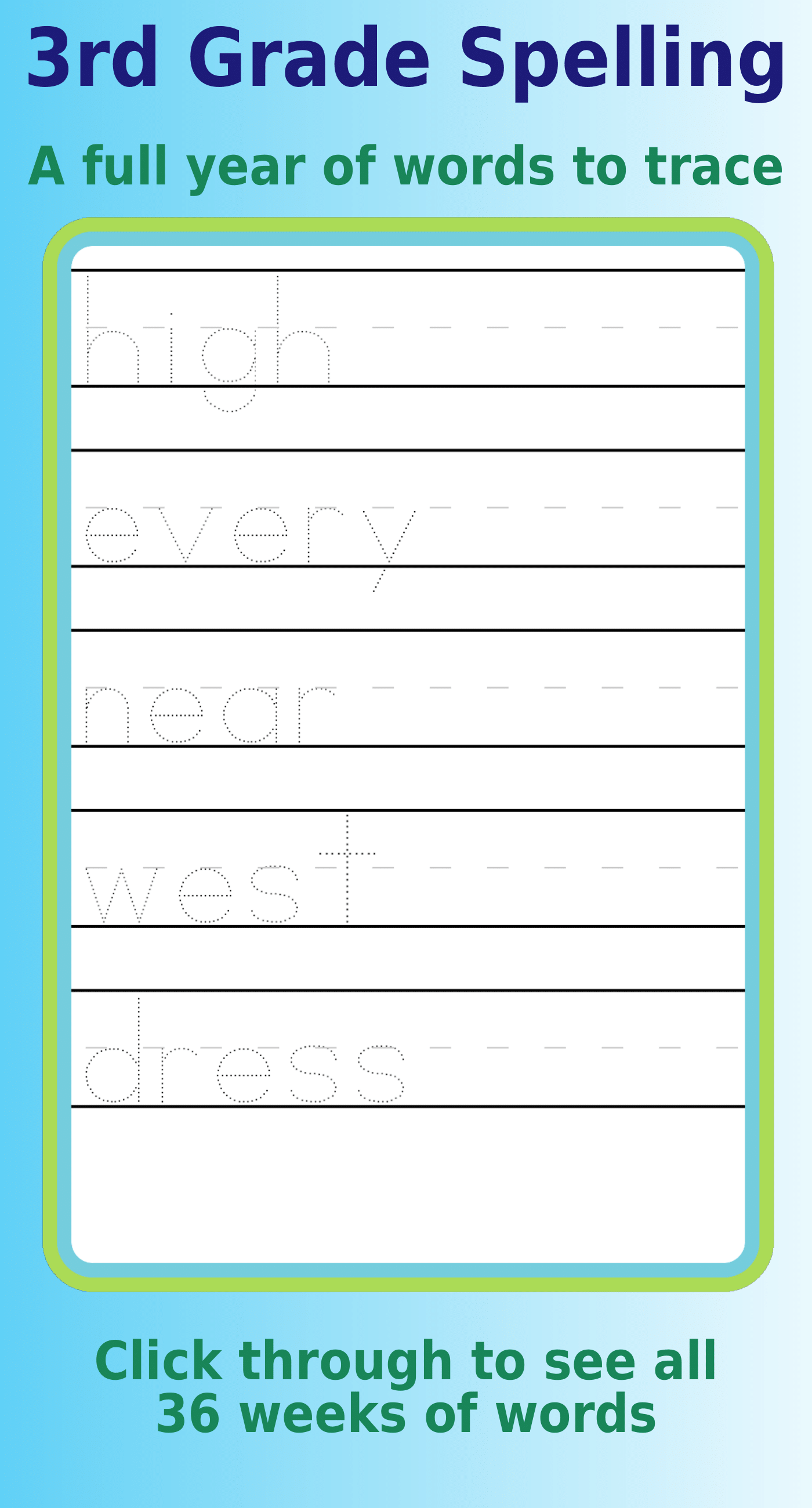 3rd Grade Spelling Curriculum: letter tracing