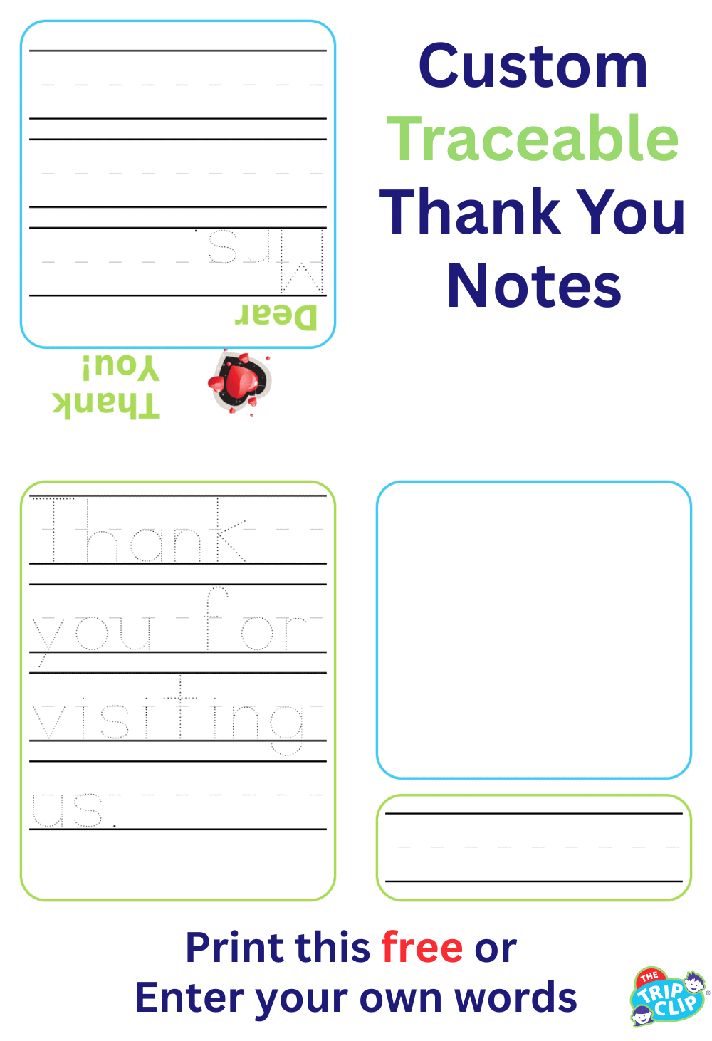 Empty box for picture, traceable words: Thank you so much for vising us.