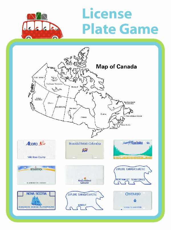 License plate game with a U.S. map