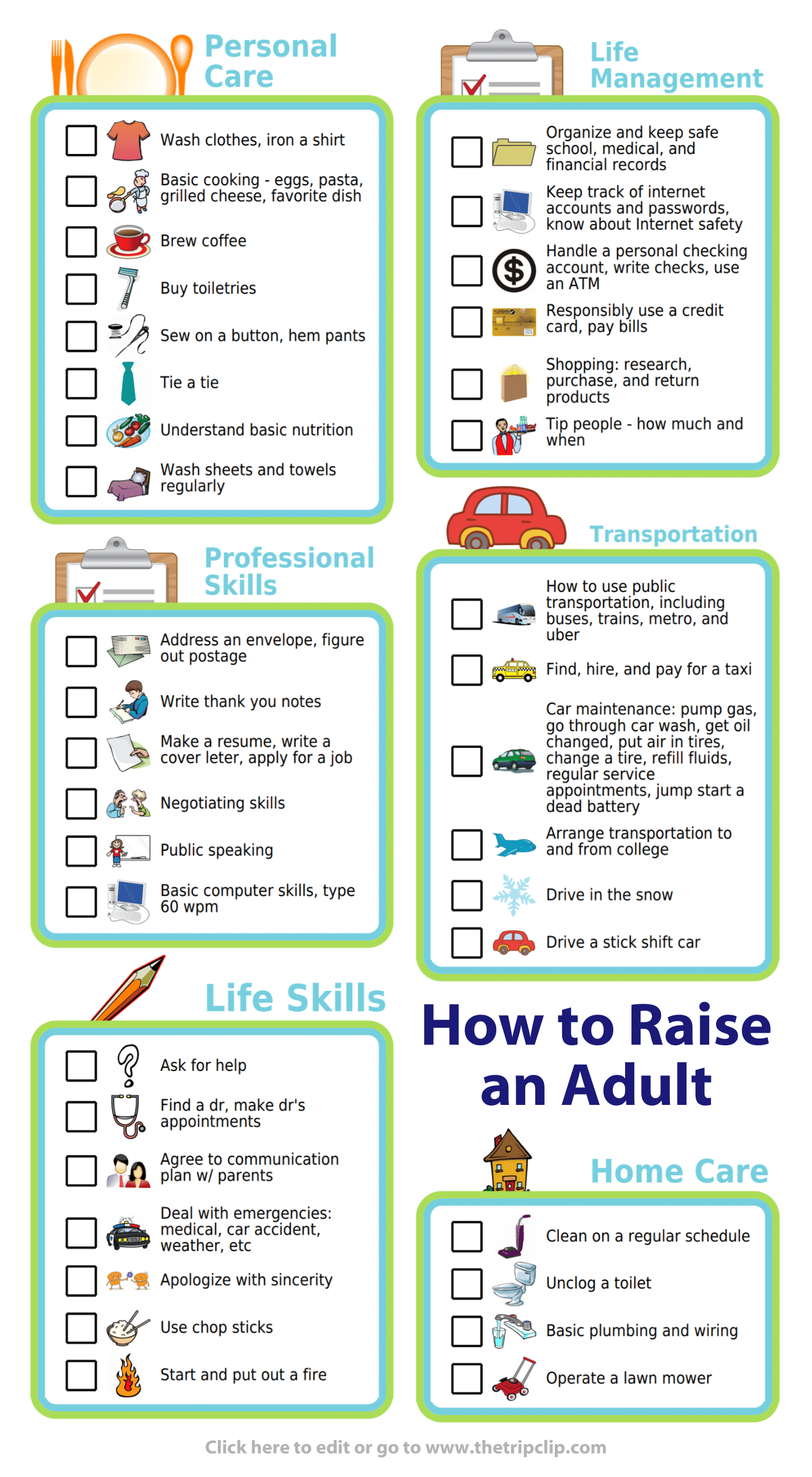 Custom picture checklist for kids that lets you enter your own items