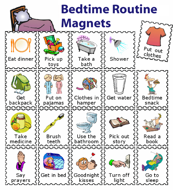 20 bedtime routine magnets for kids