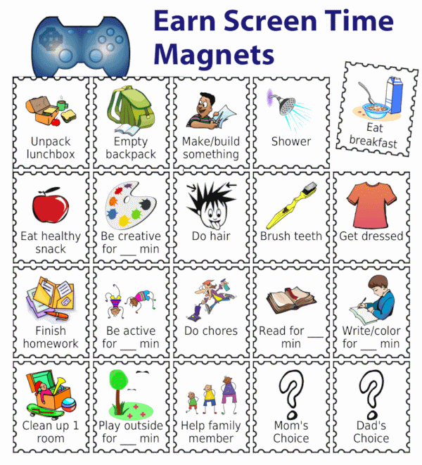 Custom picture checklist for kids that lets you enter your own items