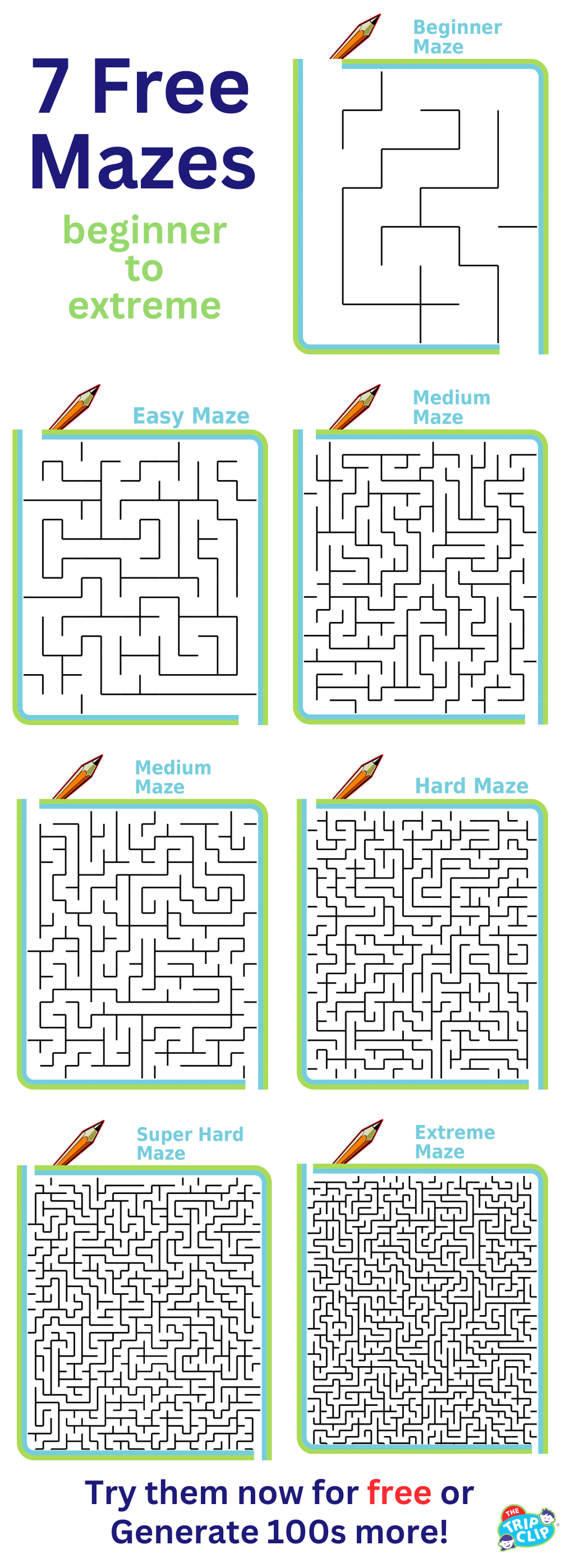 6 free printable mazes for kids, beginner to expert
