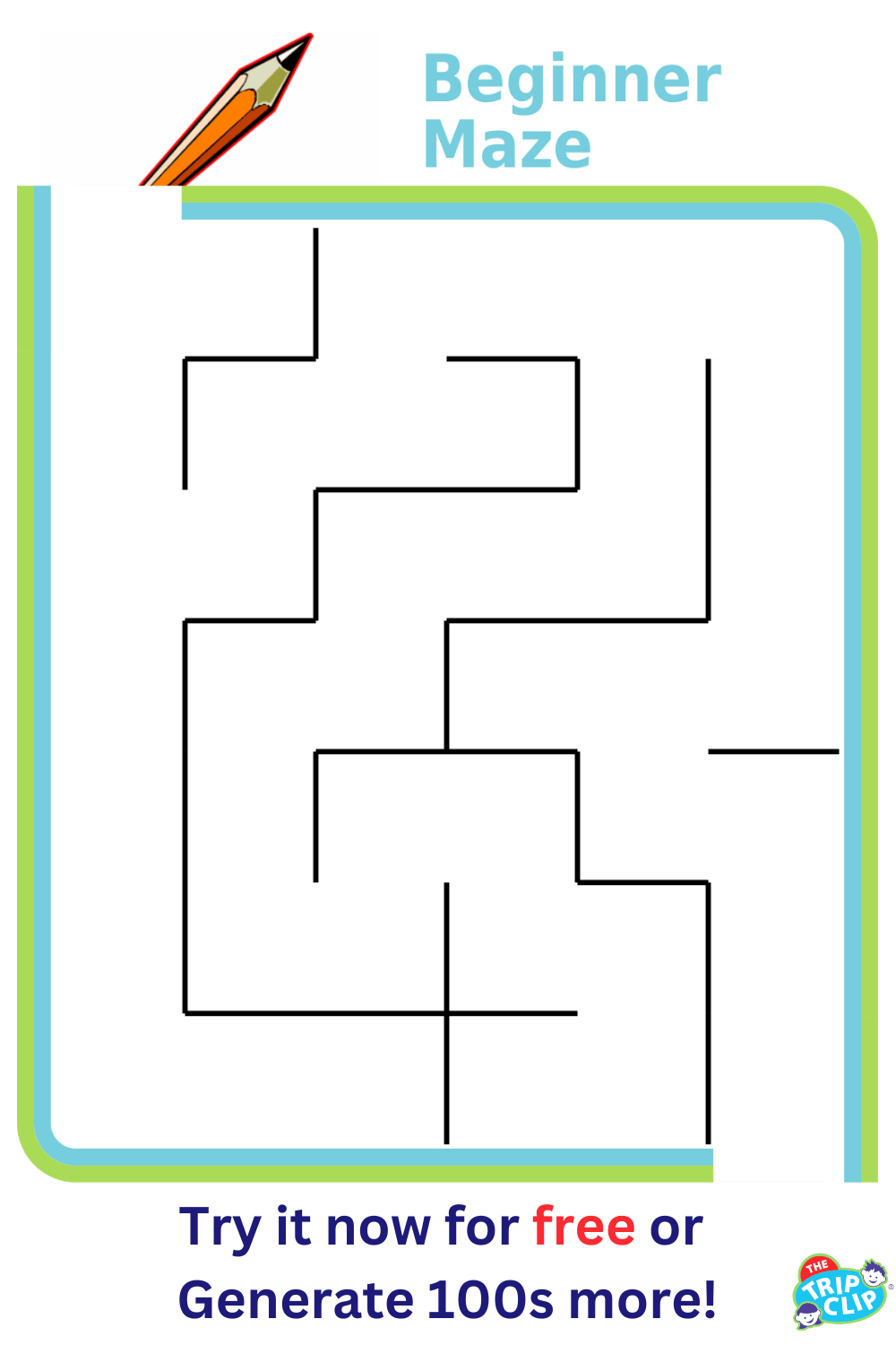 Printable half-sheet maze, difficulty: beginner