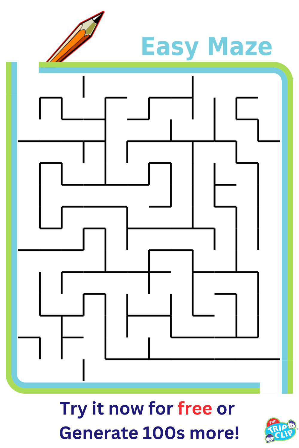 Printable half-sheet maze, difficulty: easy
