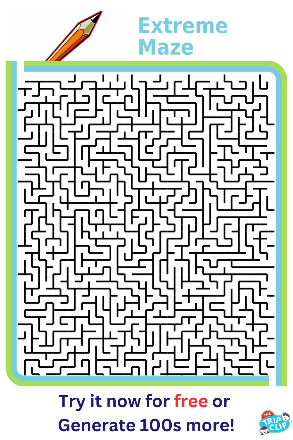 Printable half-sheet maze, difficulty: extreme