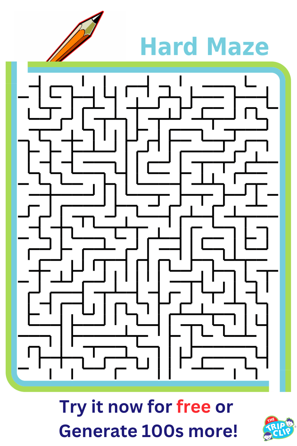 Printable half-sheet maze, difficulty: hard