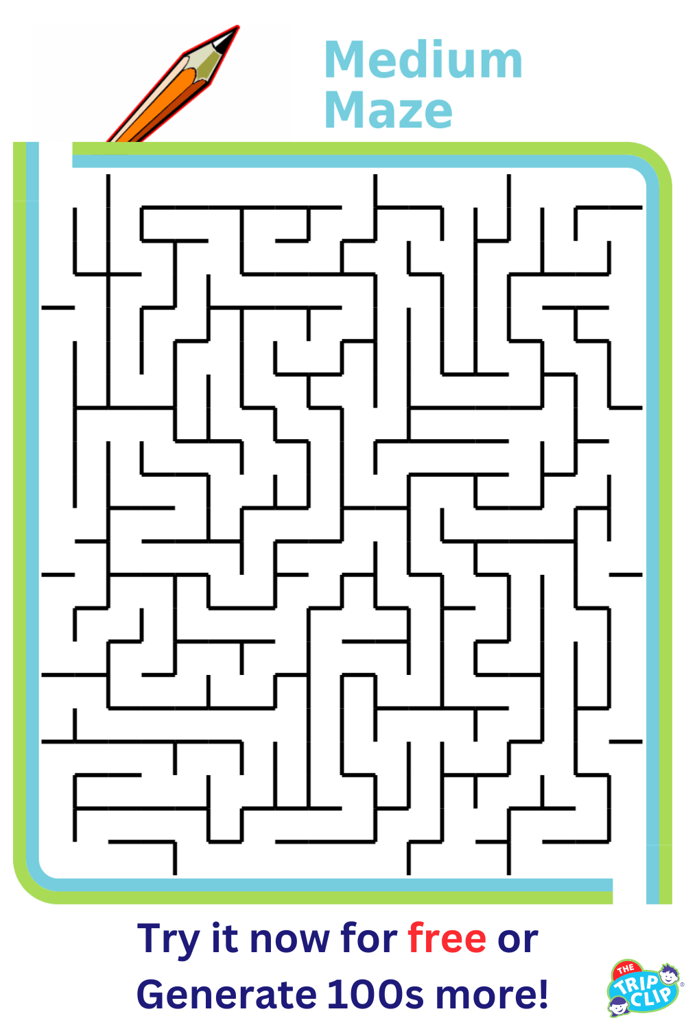 Printable half-sheet maze, difficulty: medium