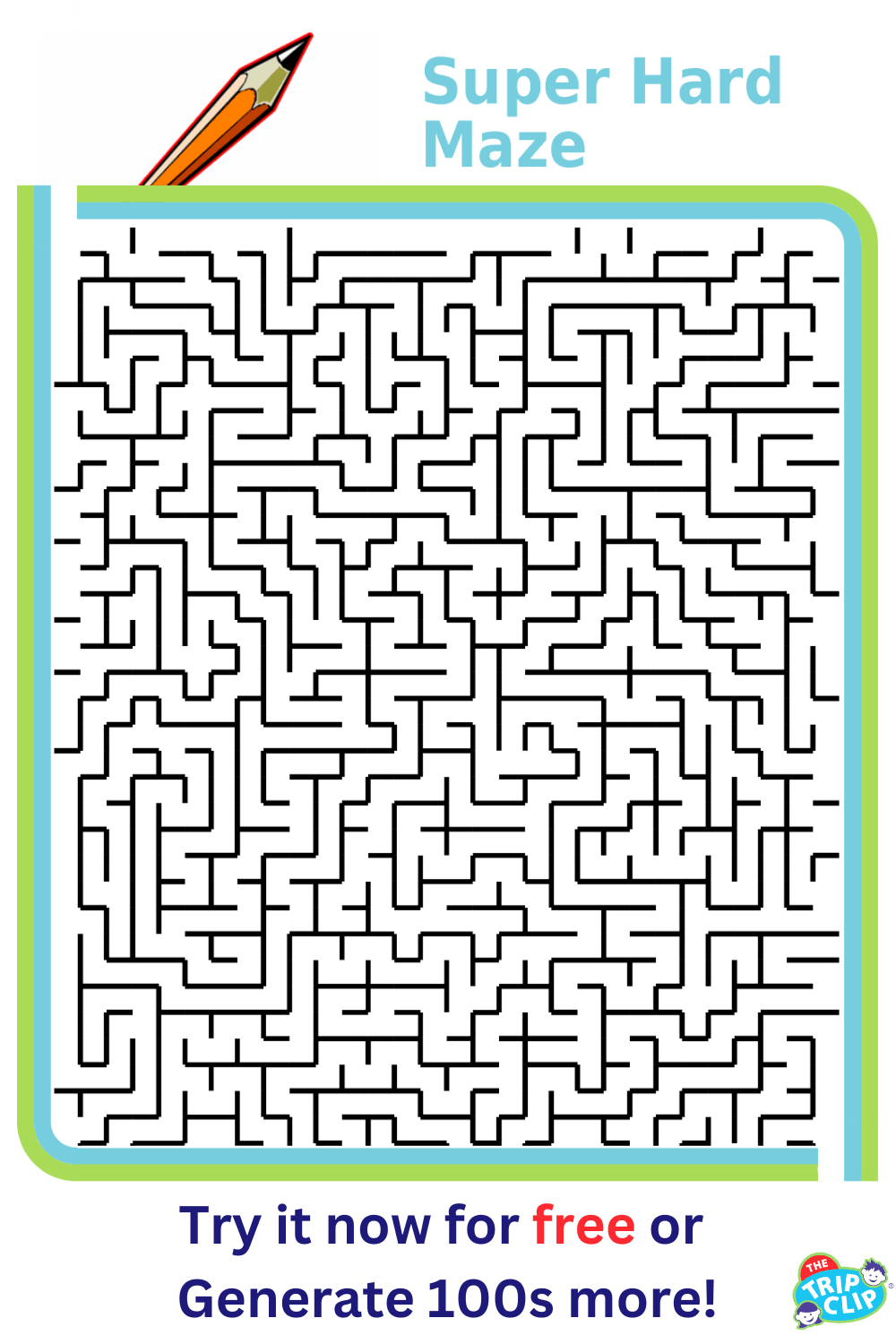 Printable half-sheet maze, difficulty: super hard