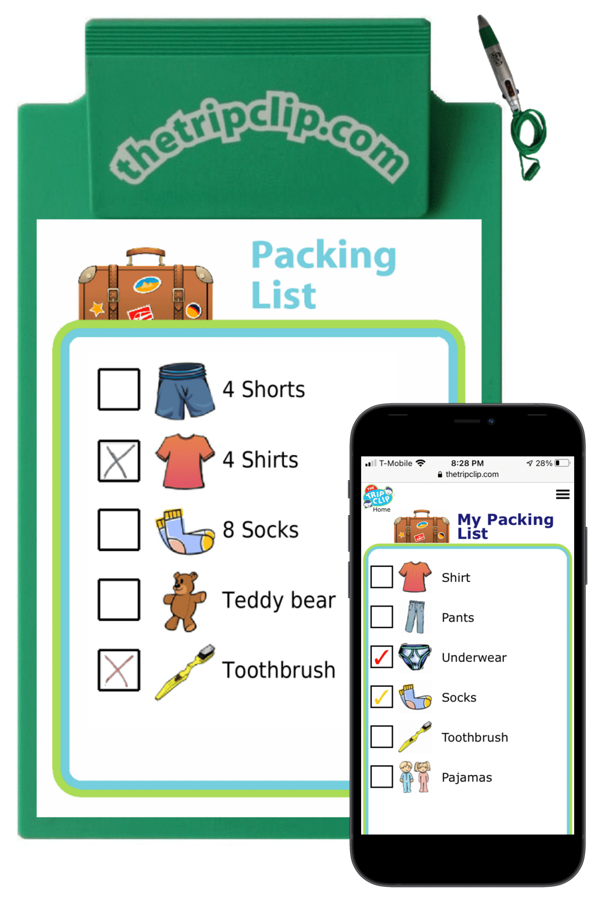 Picture checklist so kids can pack for your next trip