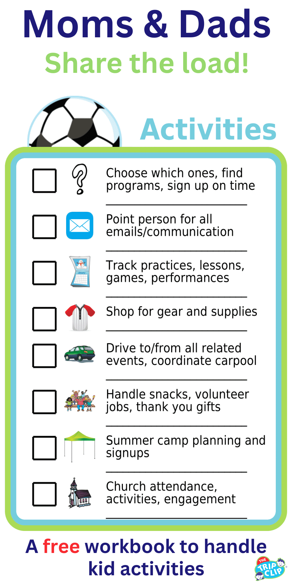 Editable worksheet showing a lost of all the hidden labor in kids' extracurricular activities