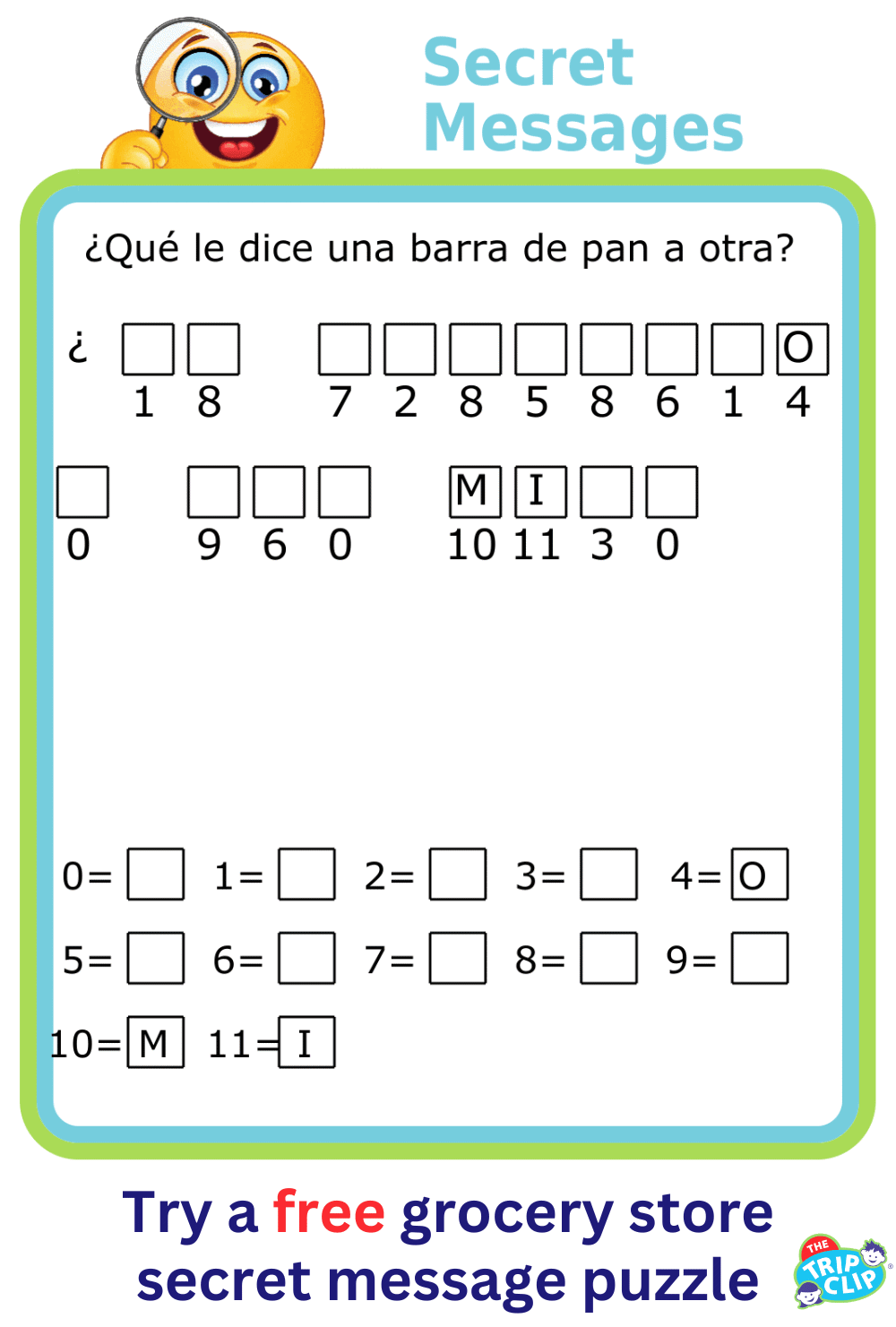 Secret message puzzle for the grocery store