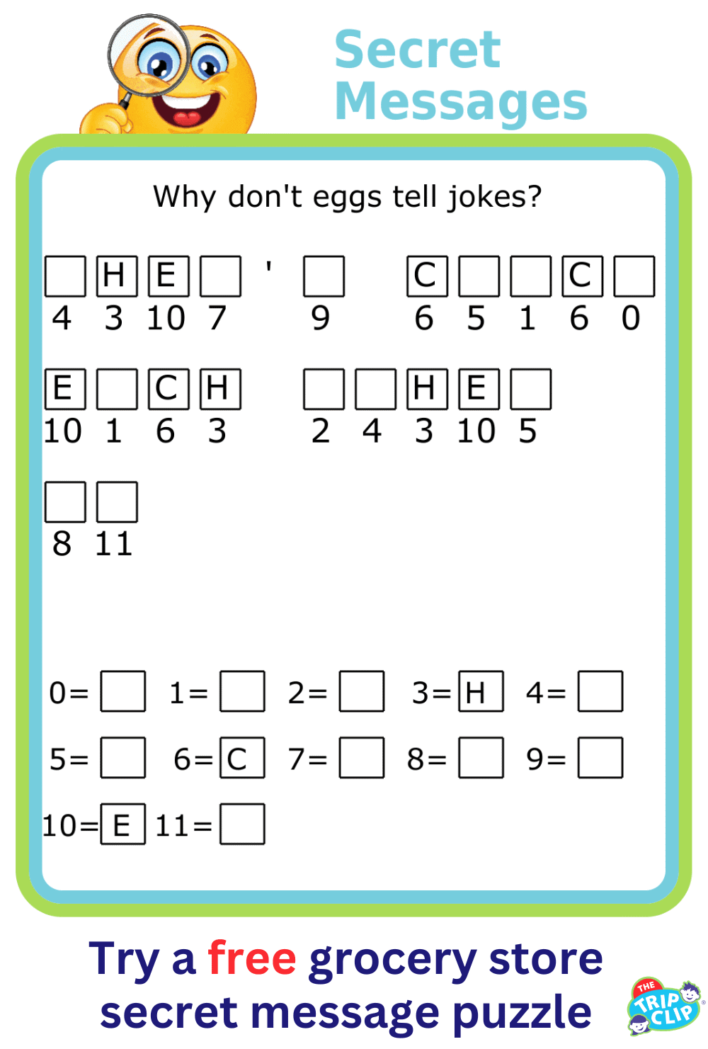 Secret message puzzle for the grocery store