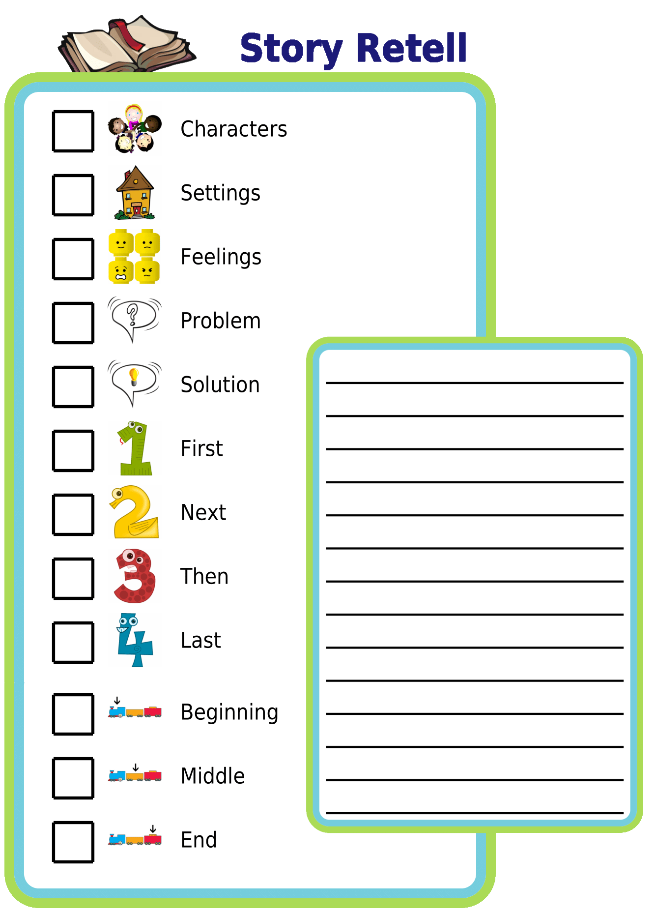 Picture checklists for story retell