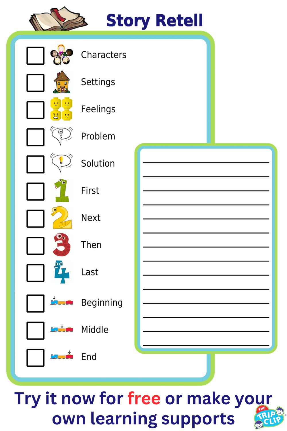 Picture checklists for story retell