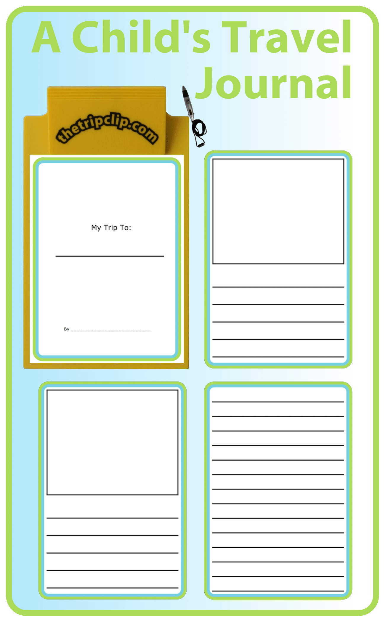 Travel journal templates for kids with space for picture and words