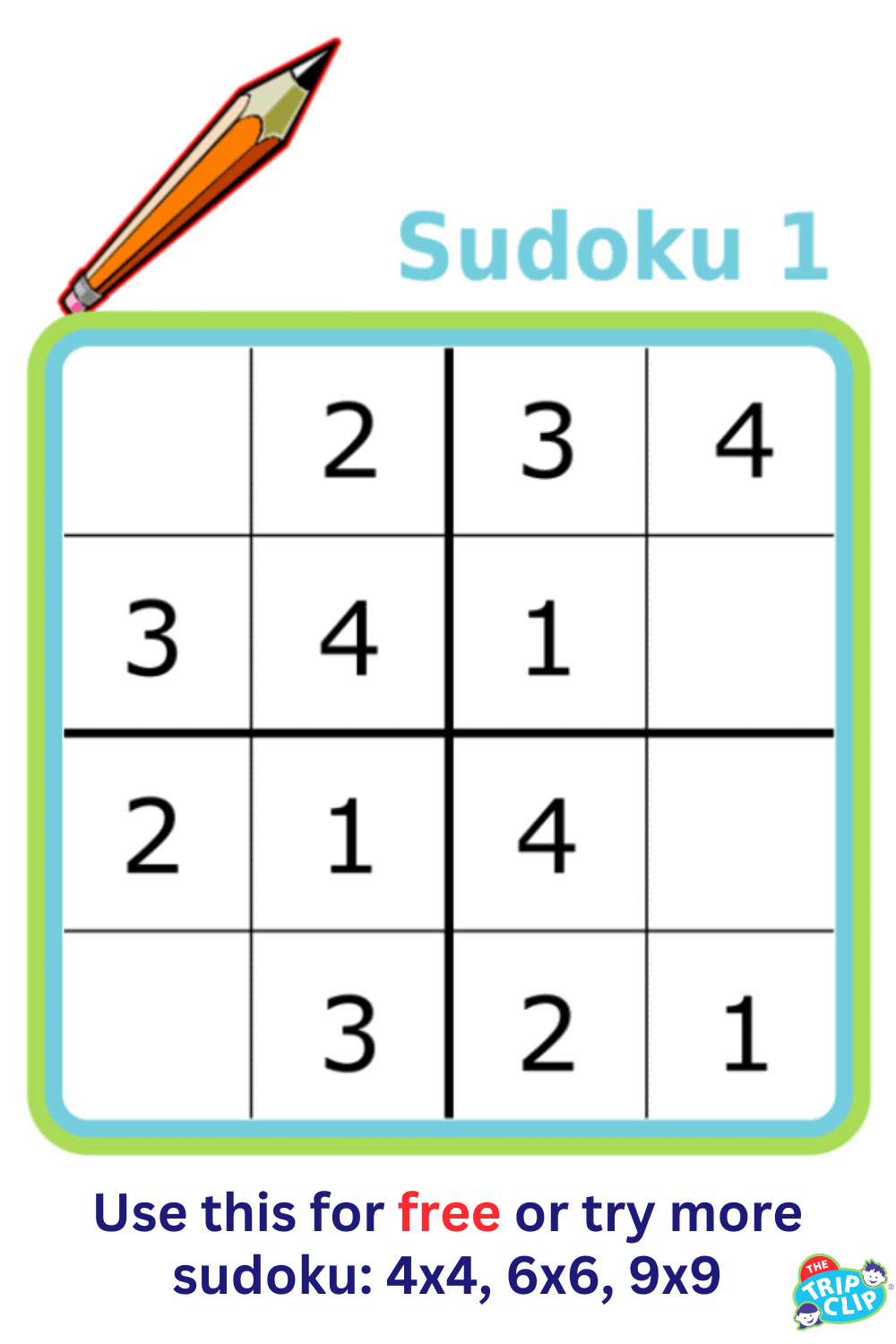 4x4 sudoku puzzle for kids