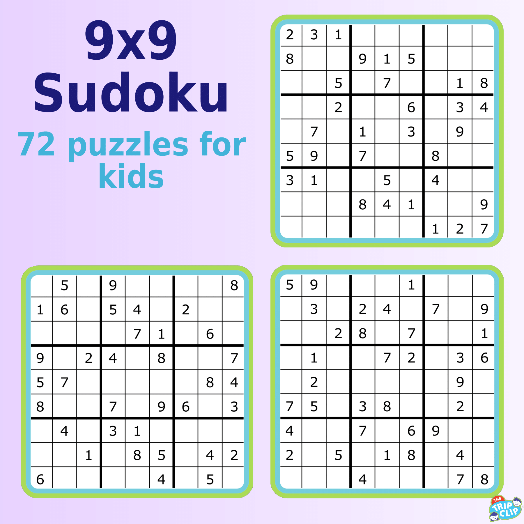 Three 9x9 sudoku puzzles