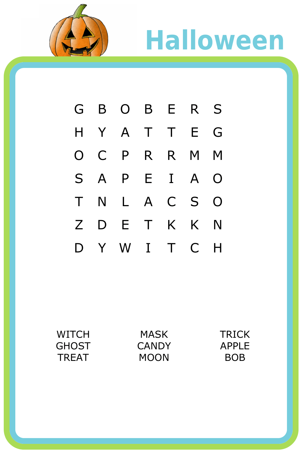 7x7 Soccer-themed word search puzzle