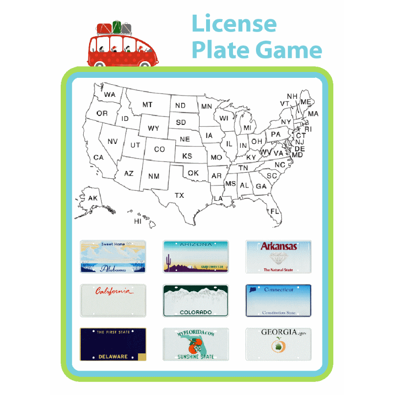 License Plate Game: All 50 States & 13 Canadian Provinces & Territories ...