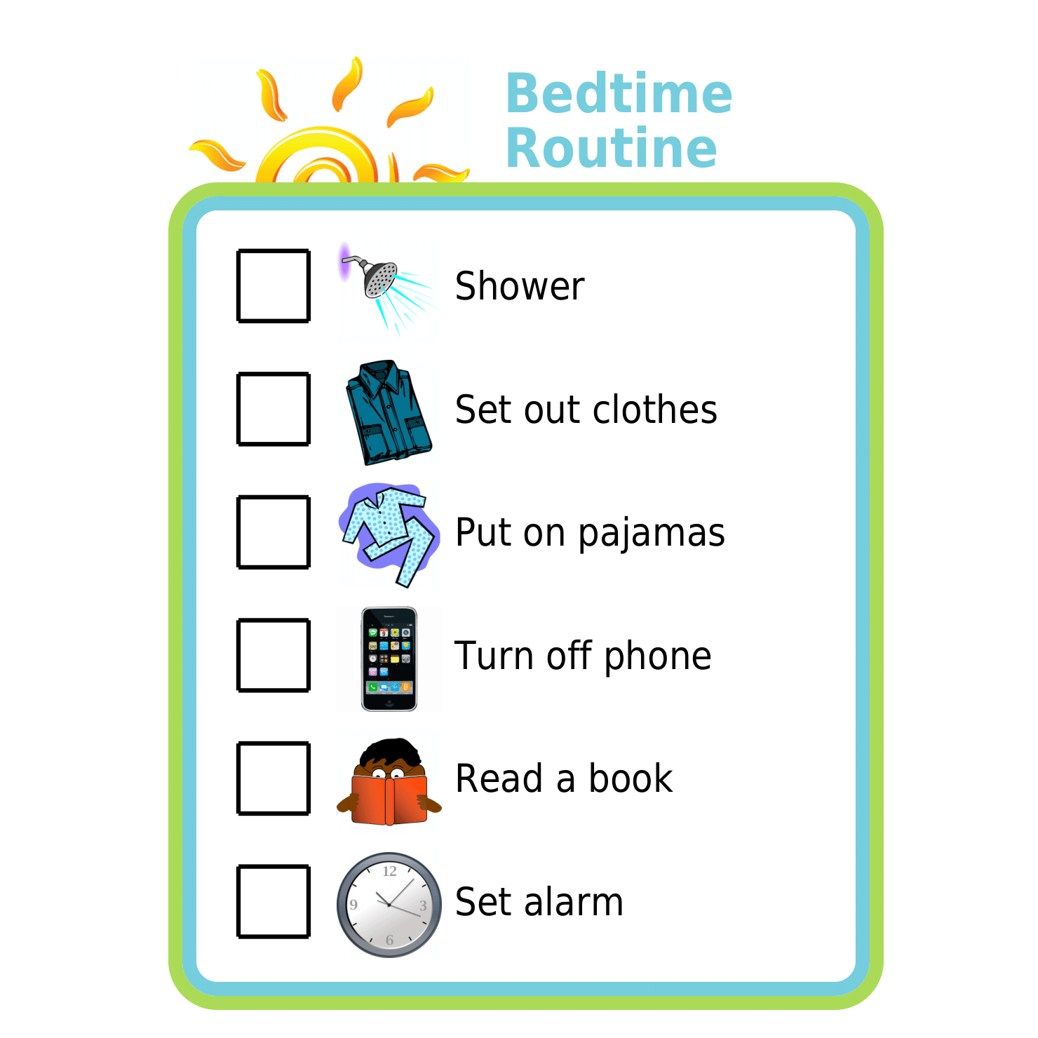 Bedtime Routine with Pictures: Edit | Print | Go Mobile