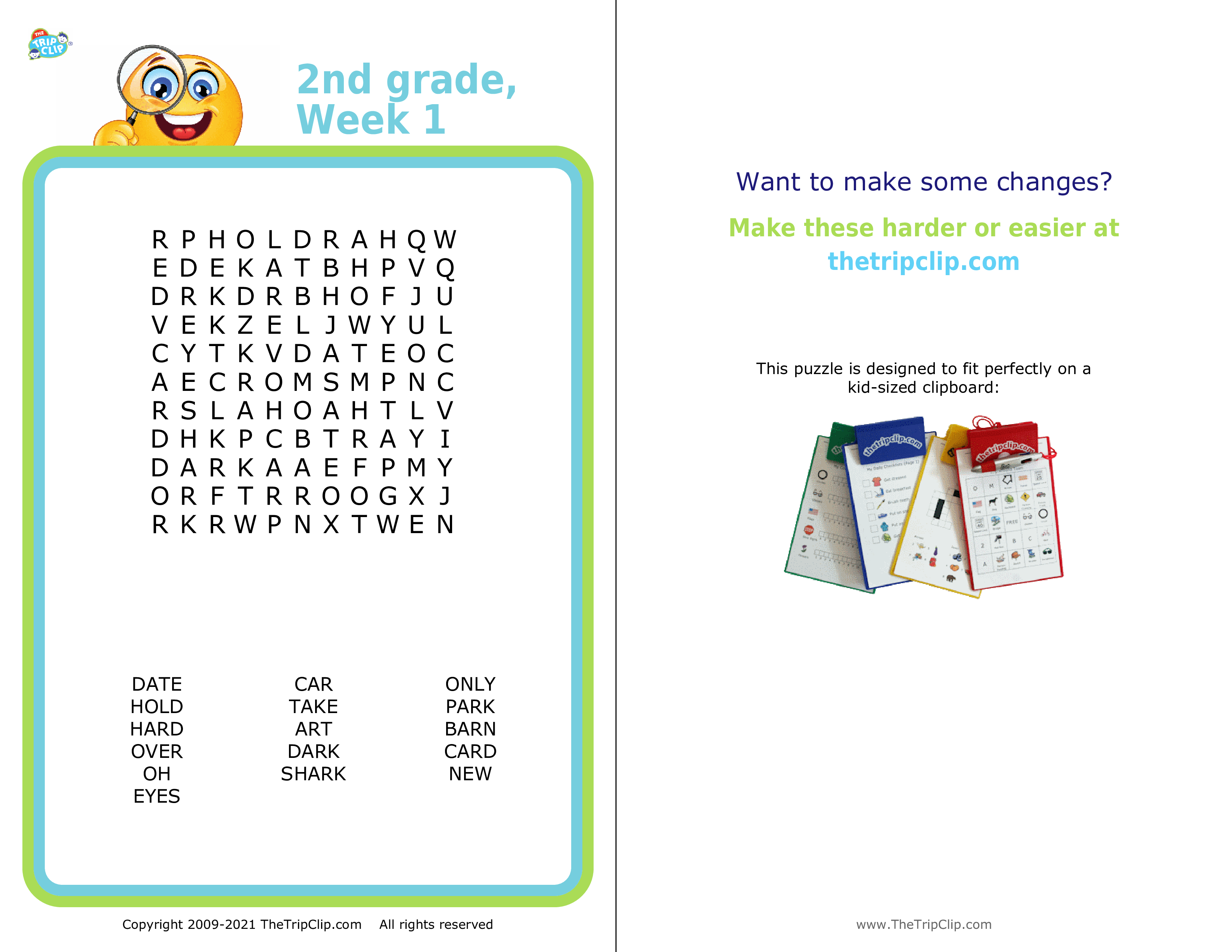 Second grade spelling word search puzzle for kids