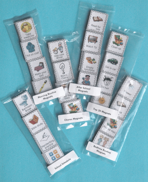 6 sets of magnets each wrapped in plastic