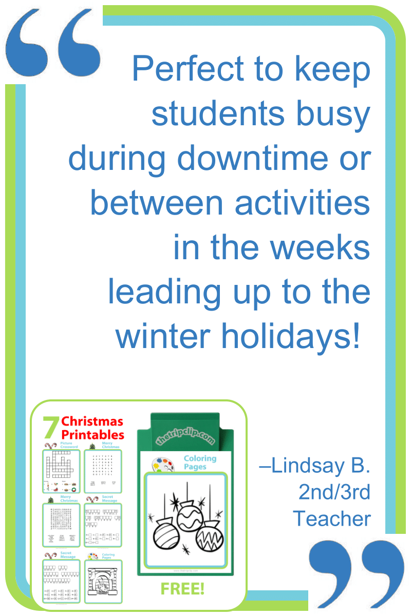 Quote from teacher who used the Christmas activties in her classroom
