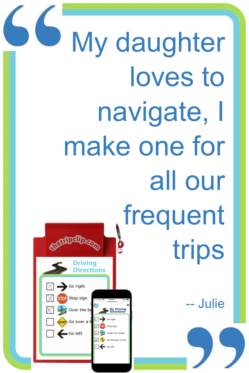 My daughter loves to navigate, I make one for all our frequent trips. --Julie