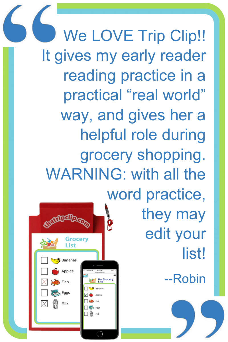 What a GREAT idea! I usually dread the grocery shopping and try to get through it as quickly as possible with my 3 kids. I used The Trip Clip Grocery List for the first time yesterday and it made the trip more fun for them AND for m! Yay! --Kari