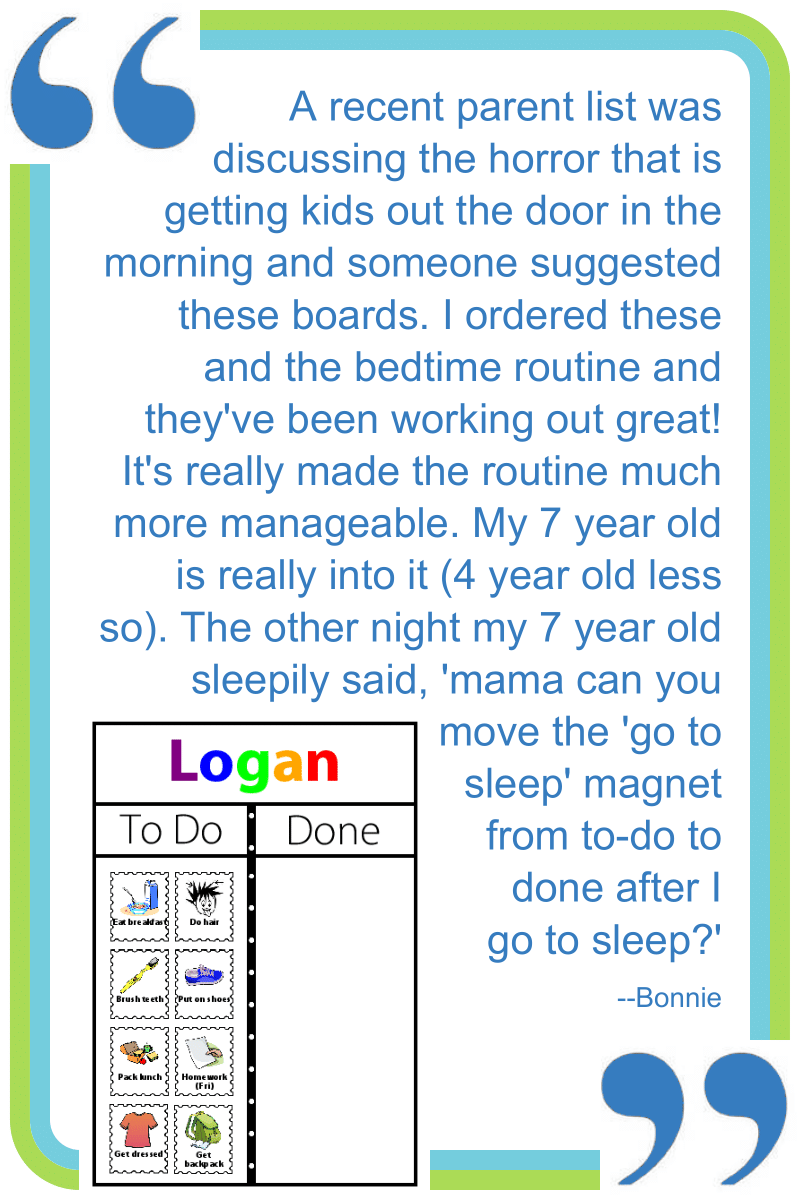 Postive review from a customer for the magnetic bedtime routine